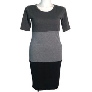 LULAROE‎ GREY & BLACK COLOR BLOCK T-SHIRT DRESS